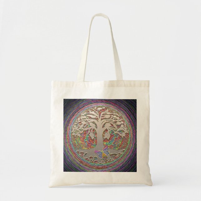 Gold Tree with Butterly Tote Bag (Front)