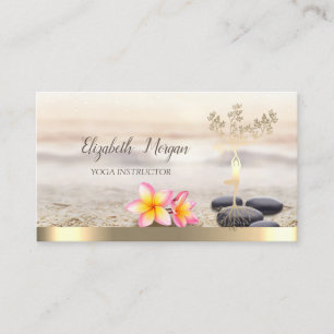Gold Tree Women Silhouette,Flowers,Yoga Business Card