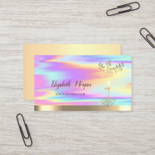Gold Tree Women Silhouette,Holographic Business Card