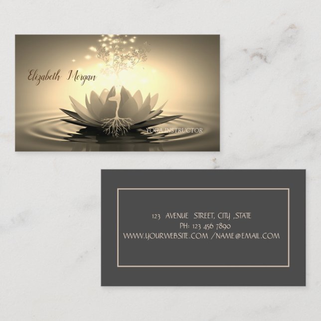 Gold Tree Women Silhouette Lotus Business Card (Front/Back)