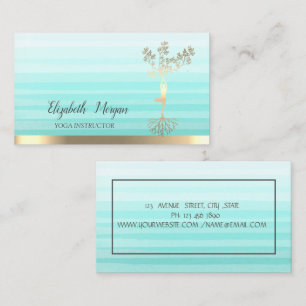 Gold Tree Women Silhouette,Stripe Ombre Yoga Business Card