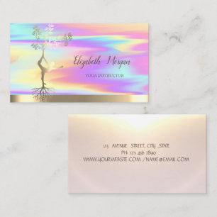 Gold Tree Women Silhouette Yoga Holographic Business Card