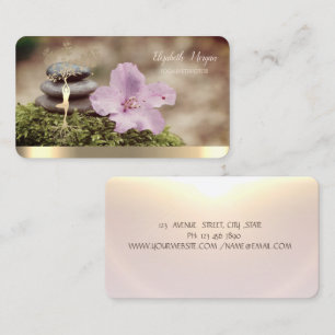 Gold Tree Women Silhouette,Zen Stones,Flower Business Card