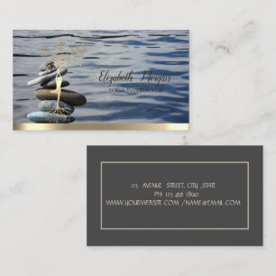 Gold Tree Women Silhouette,Zen Stones Sea Business Card