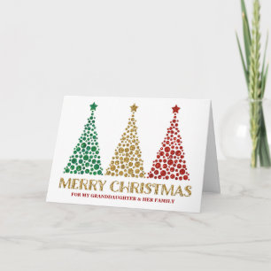 Gold Trees Granddaughter & Family Merry Christmas Card