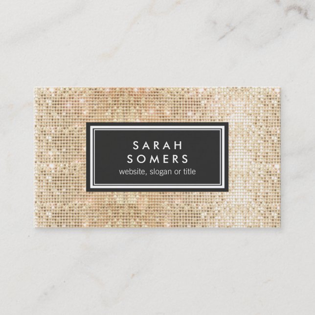 Gold Trendy Fun  FAUX Sequin Beauty Salon Business Card (Front)