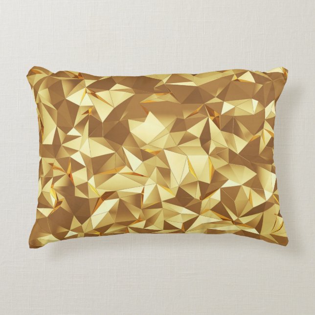 Gold Triangle: Abstract Background Texture. Decorative Cushion (Front)