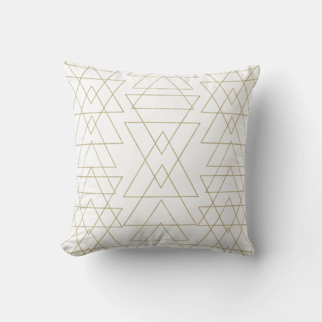 Gold Triangles Chic White Modern Glamour Cushion (Front)