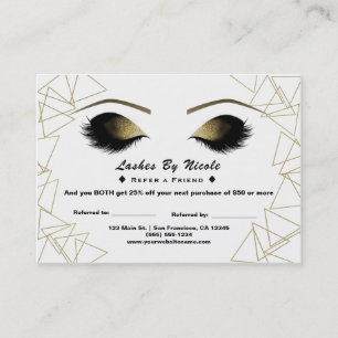 Gold Triangles Eyelashes Refer Friend Aftercare Referral Card