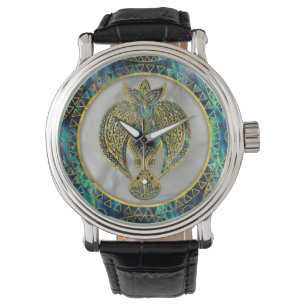 Gold Tribal Bird on  Abalone Watch