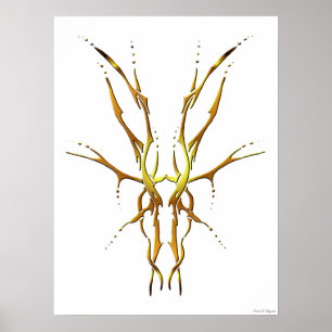 Gold Tribal Deer Skull Hunting Design Poster