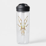 Gold Tribal Deer Skull Hunting Design Water Bottle<br><div class="desc">Make a bold statement with this unique, intricately detailed Deer Skull Tribal Design. Featuring a striking gold finish, this artwork reimagines the classic hunting trophy with a dark, modern edge. Perfect for deer hunters looking for gear that stands out from the traditional camo, this "scary-cool" tribal aesthetic adds a touch...</div>