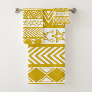 Gold Tribal Design Bath Towel Set