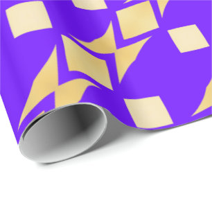 Gold Tribal Diamonds Diagonal Stripes Royal Purple Wrapping Paper