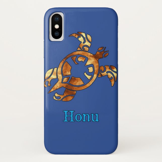 Gold Tribal Hawaiian Sea Turtle Case-Mate iPhone Case (Back)