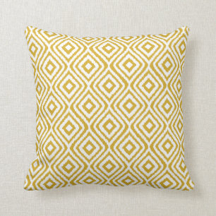 Gold Tribal Ikat Diamond Pattern Cushion