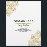 Gold Tribal Ornate Paisley Mandala Flyer<br><div class="desc">Elegant gold tones tribal ornate paisley mandala lace customisable flyer template.</div>