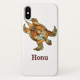 Gold Tribal Sea Turtle on White iPhone X Case