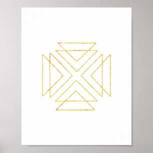 Gold Tribal Triangles Geometric Wall Art