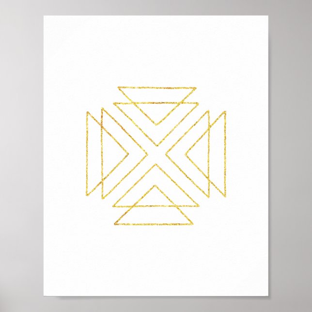 Gold Tribal Triangles Geometric Wall Art (Front)