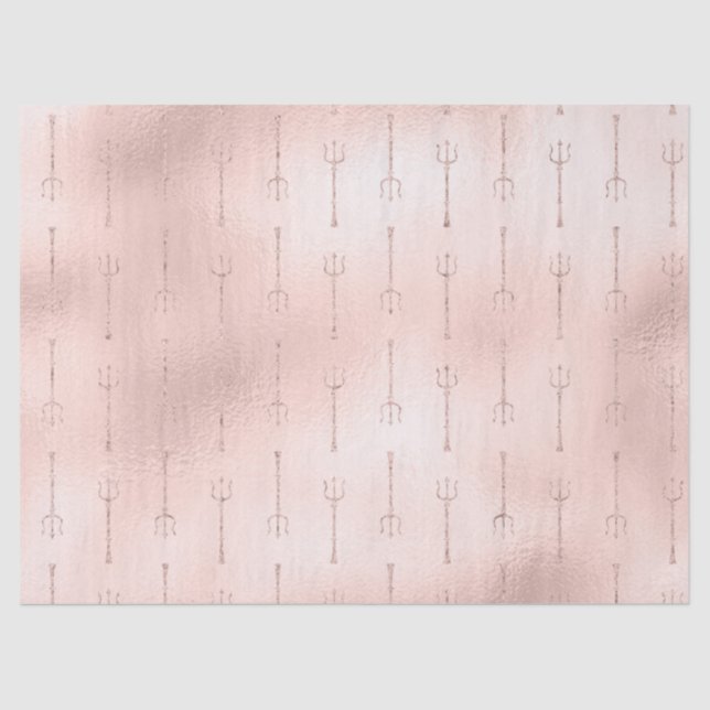 Gold Tridents on Pink Decoupage Tissue Paper (Front)