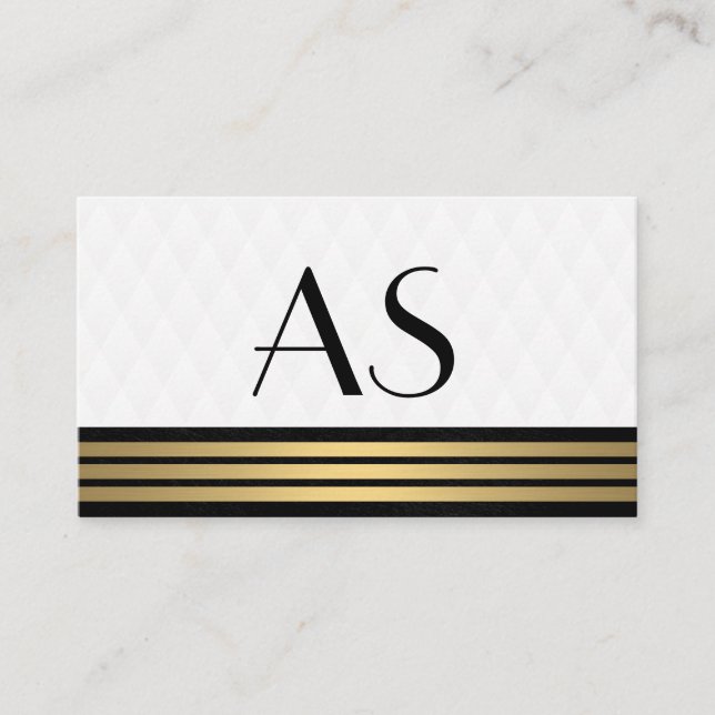 Gold Trim Classic Monogram Plush Diamond Business Card (Front)