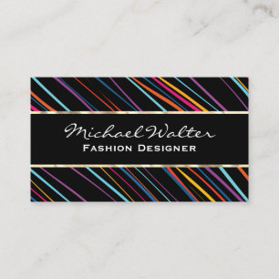 Gold Trim   Colourful Stylish Lines Business Card