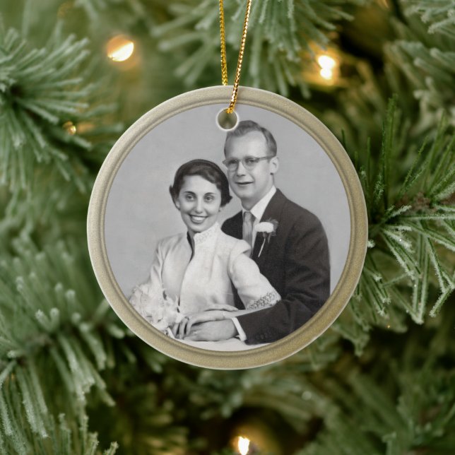 Gold Trim Photo Ornament (Tree)
