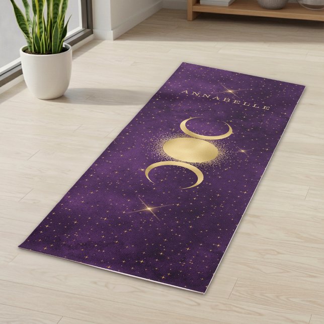 Gold Triple Moon Purple Celestial  Personalised  Yoga Mat (Creator Uploaded)