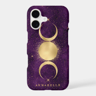Gold Triple Moon Purple Starry Sky Personalised