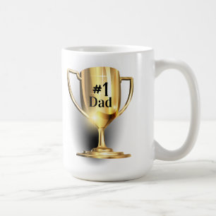 Gold Trophy #1 Dad Mom Son Coffee Mug