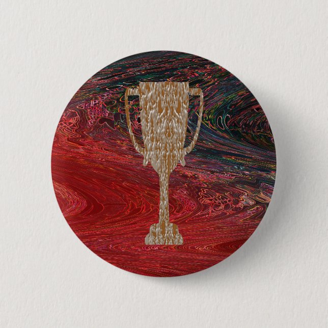 Gold TROPHY : Award Reward Celebration 6 Cm Round Badge (Front)