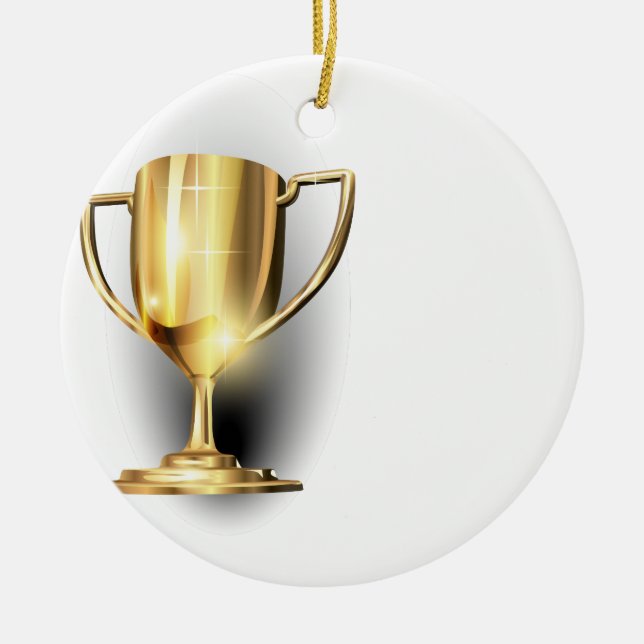 Gold Trophy Ceramic Tree Decoration (Front)