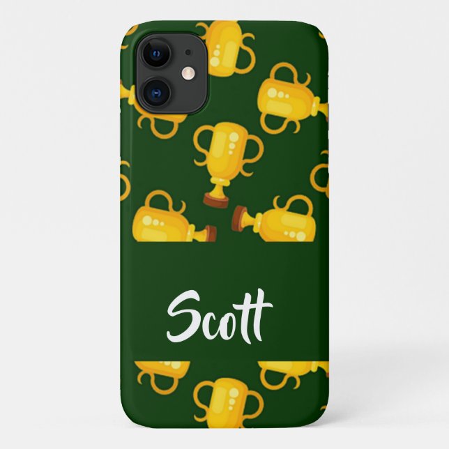 Gold trophy green pattern Case-Mate iPhone case (Back)