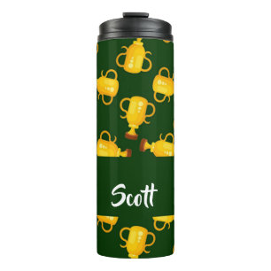 Gold trophy green pattern thermal tumbler