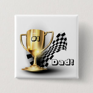 Gold Trophy NUmber One Dad Father's Day 15 Cm Square Badge
