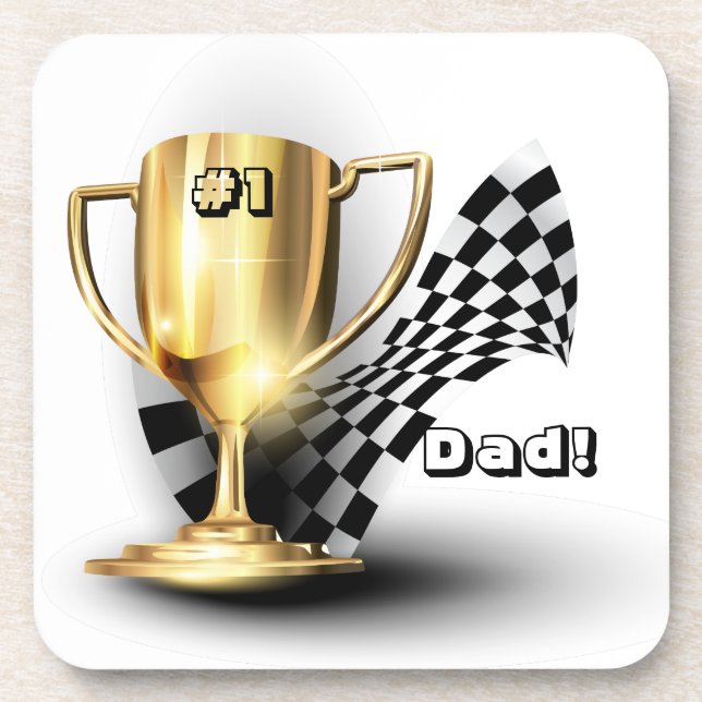 Gold Trophy NUmber One Dad Father's Day Coaster (Front)