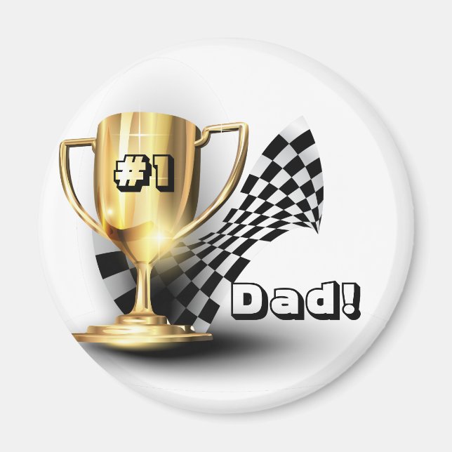 Gold Trophy NUmber One Dad Father's Day Magnet (Front)