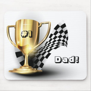 Gold Trophy NUmber One Dad Father's Day Mouse Mat