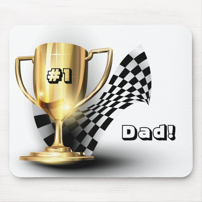 Gold Trophy NUmber One Dad Father's Day Mouse Mat (Front)