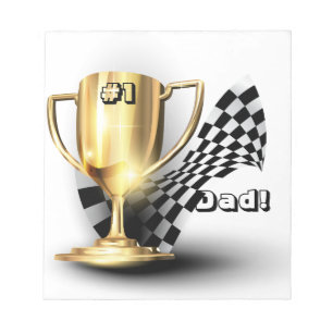 Gold Trophy NUmber One Dad Father's Day Notepad