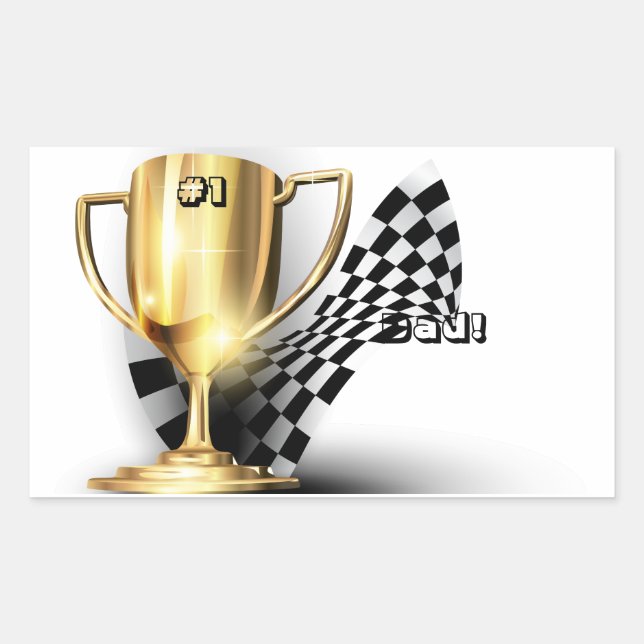 Gold Trophy NUmber One Dad Father's Day Rectangular Sticker (Front)