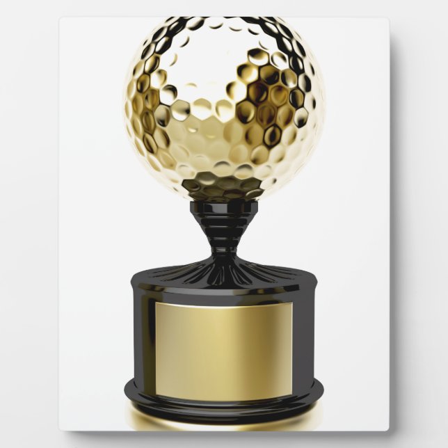 Gold trophy with golf ball plaque (Front)