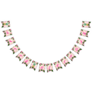 Gold tropical Aloha Happy Birthday Bunting