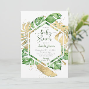 Gold Tropical Baby Shower Invitation
