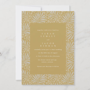 Gold Tropical Beach Wedding  Invitation