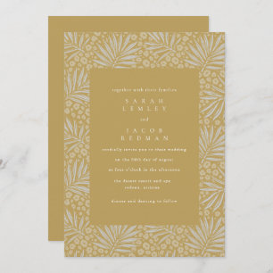 Gold Tropical Beach Wedding  Invitation