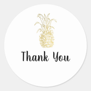 Gold Tropical Elegant Modern Vintage Pineapple Classic Round Sticker