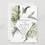 Gold Tropical Floral Bridal Shower Invitation<br><div class="desc">Gold Tropical Floral Bridal Shower Invitation
Watercolor lush tropical botanicals of Monstera palm leaves,  gold leaves and accents.</div>