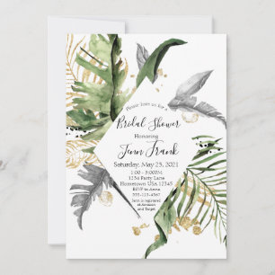 Gold Tropical Floral Bridal Shower Invitation